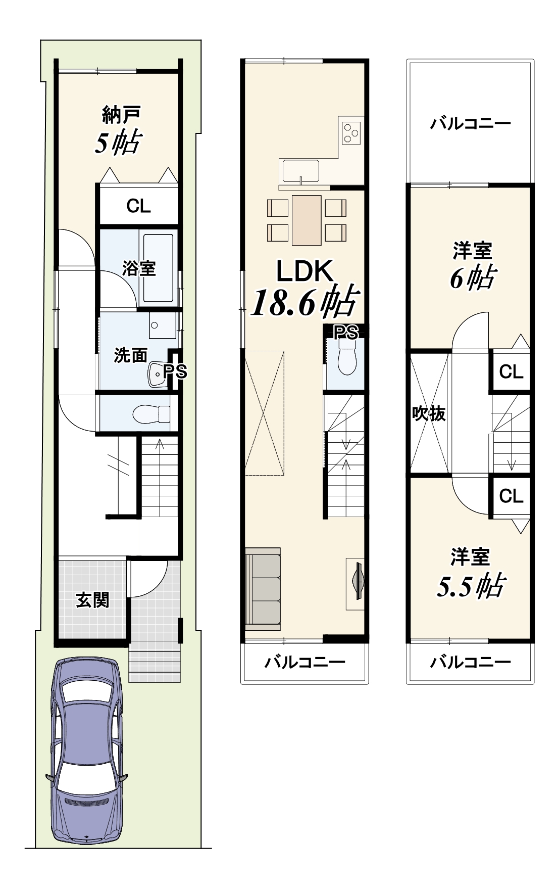 「ドリームタウン向日市物集女町五ノ坪」阪急「洛西口」駅徒歩6分でお家の裏側はマンションの駐車場で開放感たっぷり♪